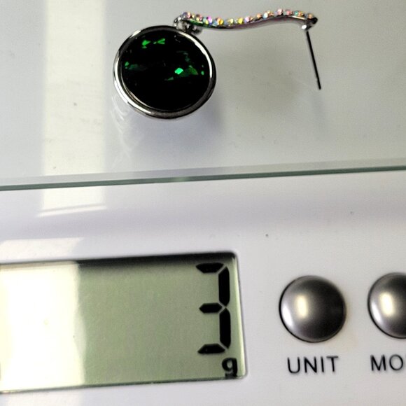 Green Crystal Silver Earrings - Picture 10 of 10